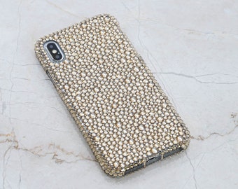 Bling Champagne Genuine Mixed Sizes Crystals Case For iPhone 15 Plus 14 13 Pro  Max 11   Samsung Galaxy S22 S23     Weddings