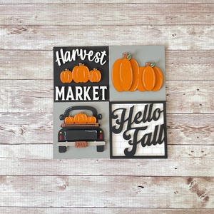 Hello Fall Interchangeable sign ladder, inserts only, 3pk or 4pk, pumpkin truck tiered tray decor