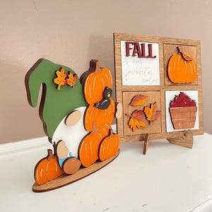 Fall Theme, Mini Square Inserts, Mini Sign, Tiered Tray Decor, Pumpkins ...