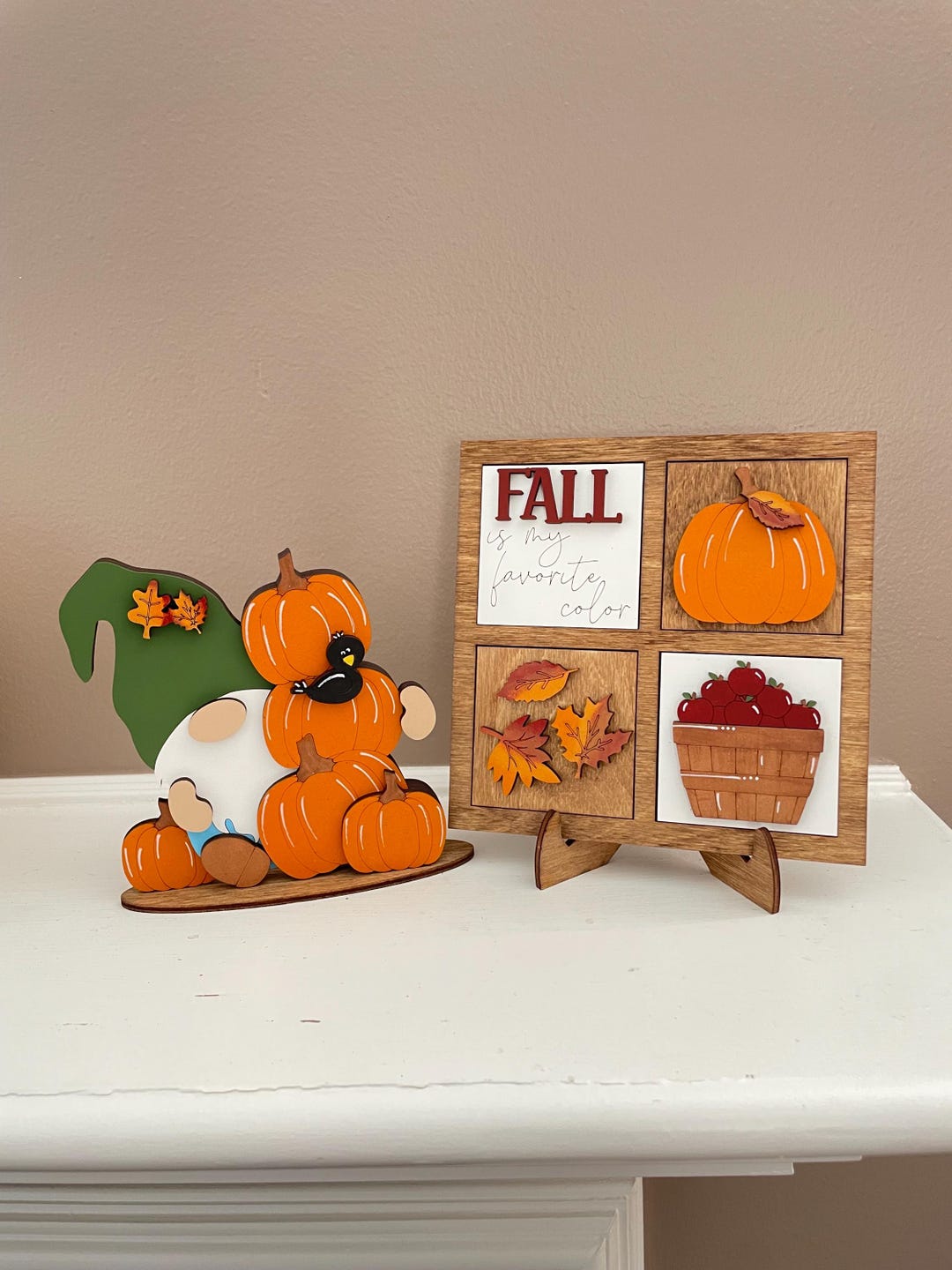 Fall Theme, Mini Square Inserts, Mini Sign, Tiered Tray Decor, Pumpkins ...