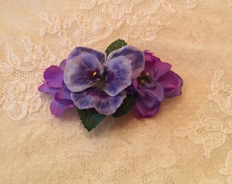 3 1/2" Lavender Pansy Hair Barrette