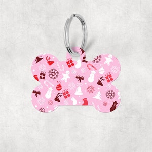 Personalized Pet/Cat/Dog ID Tag - Holiday Pattern 75 - Christmas Pet ID Tag - Custom Dog Tag Christmas - Pet Christmas Tag, Holiday Dog Tag