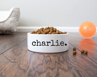 Personalized Printed Dog/Pet/Cat Bowl with Name in Distressed Font, 6" or 7" -  Personalized Dog Bowl, Custom Dog Bowl, Dog Gift, Puppy Gift