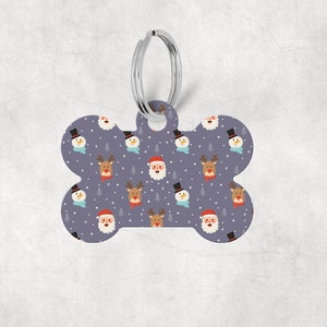Personalized Pet/Cat/Dog ID Tag - Holiday Pattern 97 - Christmas Pet ID Tag - Custom Dog Tag Christmas - Pet Christmas Tag, Holiday Dog Tag