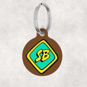 Personalized Pet Dog ID Tag with Initials - Cartoon Show Inspired Dog Tag - Personalized Dog Tag, Custom Dog Tag, Pet Tag, Pet ID Tag Circle