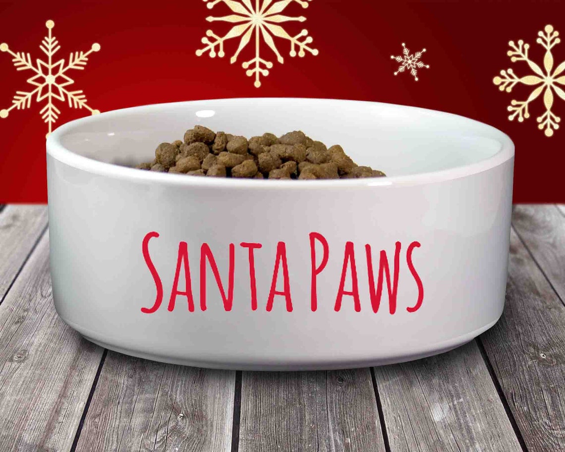 Christmas/holiday Pet/cat/dog Bowl Ceramic Santa Paws Etsy UK