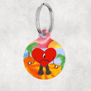 Personalized Pet Dog ID Tag with Name - Bad Bunny Inspired Dog Tag - Personalized Dog Tag, Custom Dog Tag, Pet Tag, Pet ID Tag Round