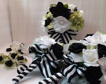 black white bouquet etsy