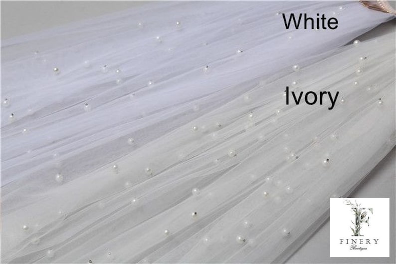 Pearl Wedding Veil Blusher Veil Pearl Bridal Veil Elegant Scattered Pearl Wedding Veil Scattered Pearl Bridal Veil Two Tier