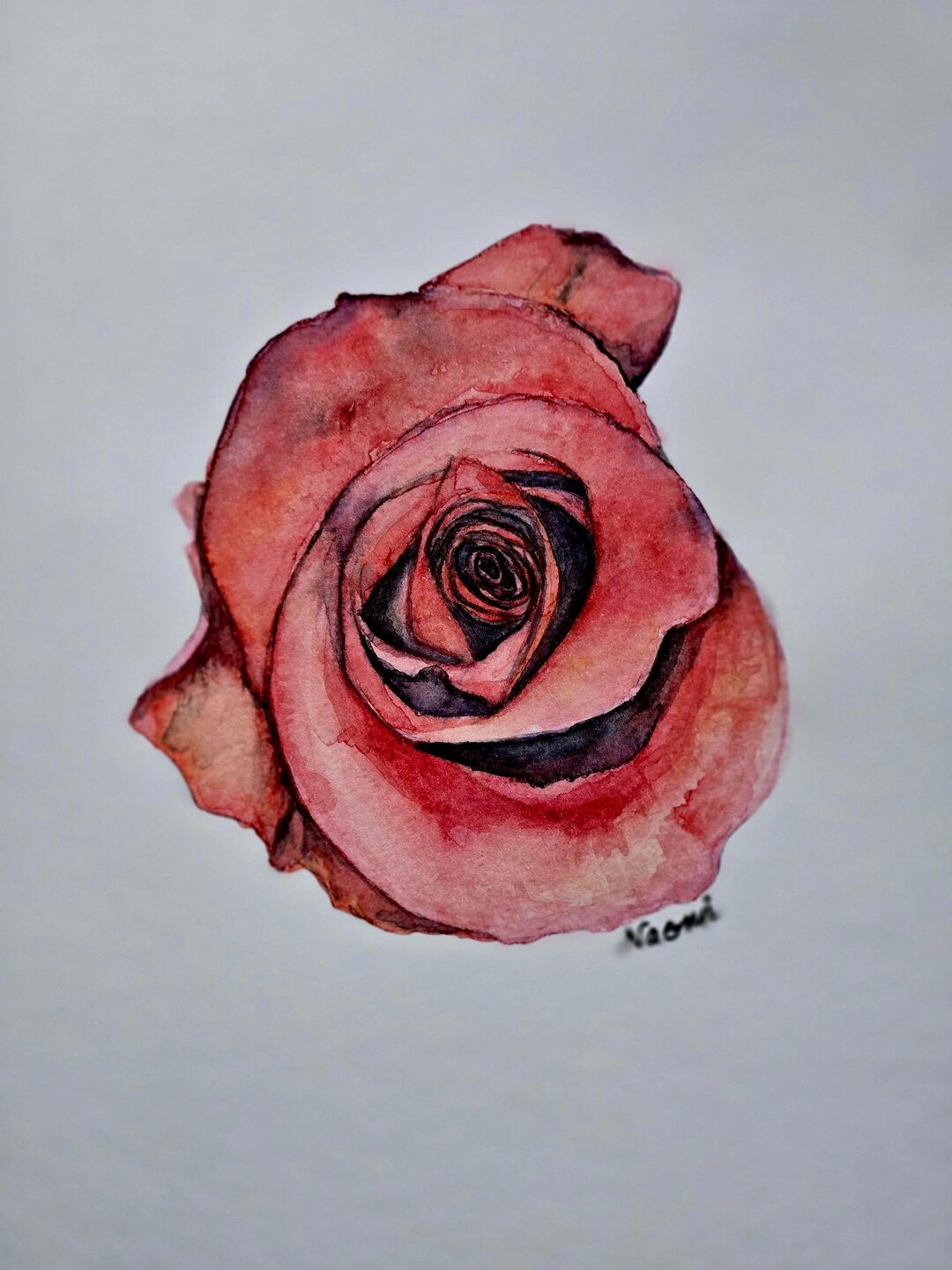 Original Rose Watercolor Painting – Red Floral Botanical Art-3d Floral ...