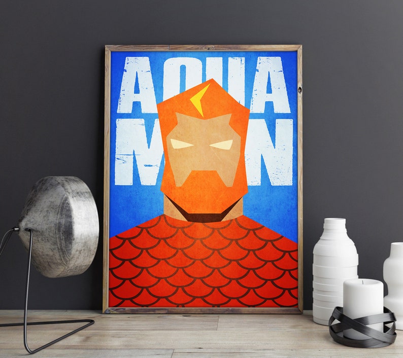 Superhero Minimalist Poster Superhero Print Comics Art Wall Decor Atlantis Poster Superhero decor Comics Fans Home Decor