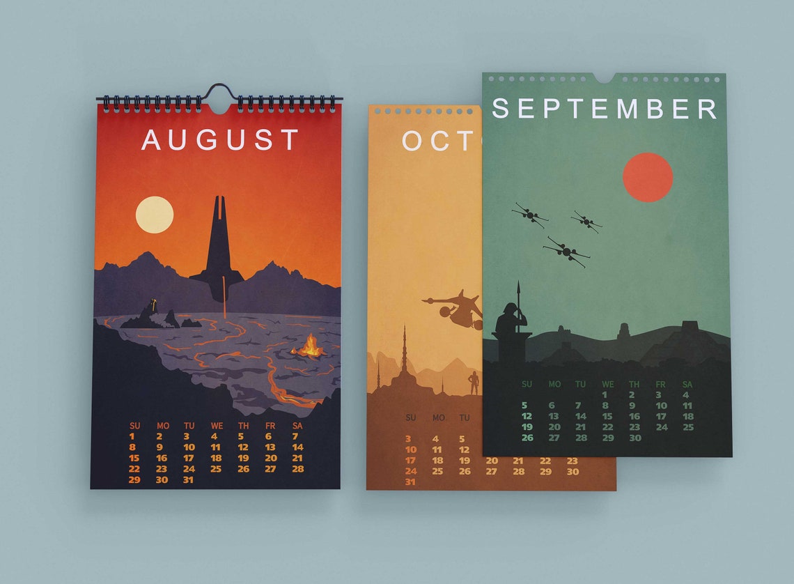 Star art calendar 2021 doublesided printing Etsy