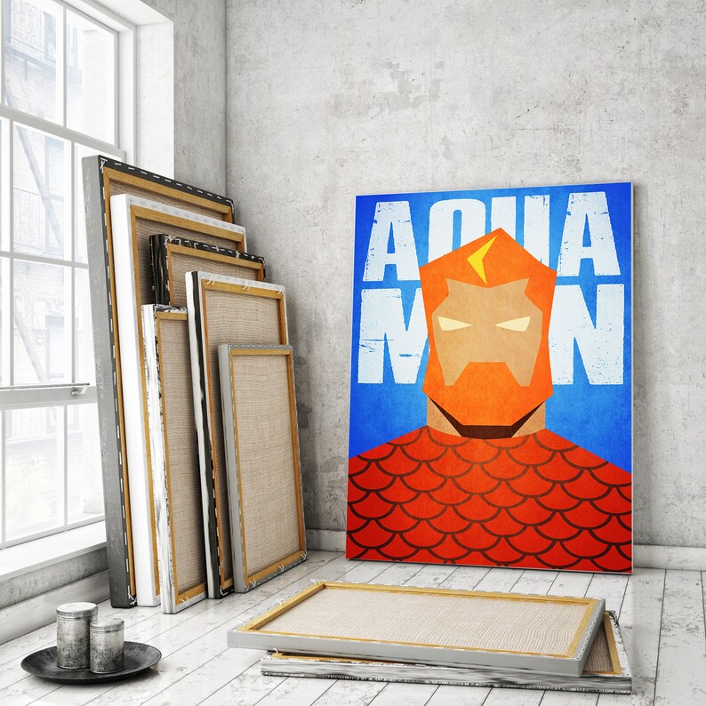 Superhero Minimalist Poster Superhero Print Comics Art Wall Decor Atlantis Poster Superhero decor Comics Fans Home Decor