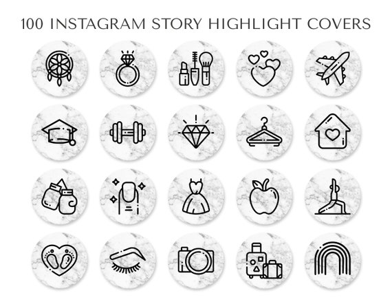 Editable 100 Instagram Story Highlights Icons Ready To Use Etsy