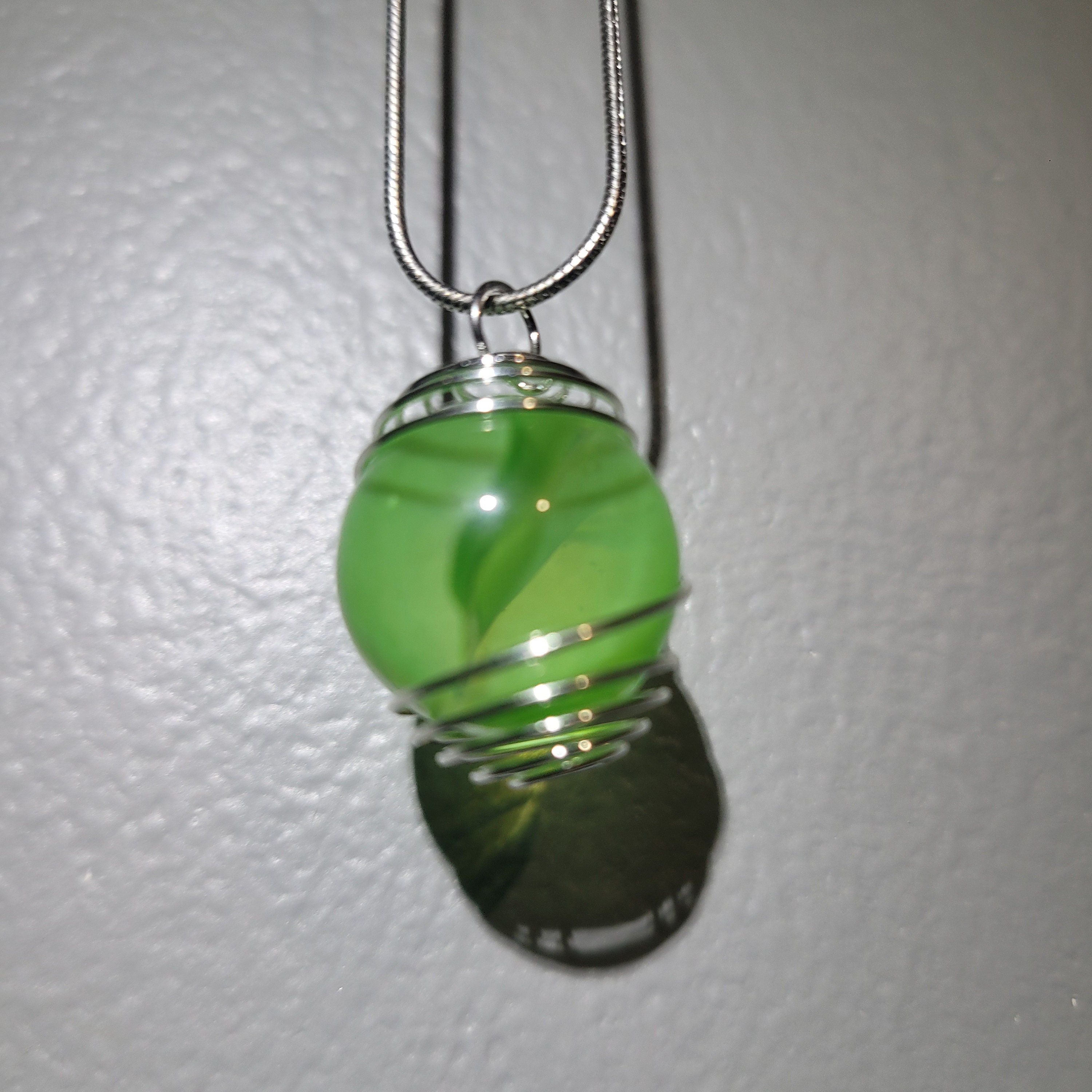 Necklace With a Cat Eye Uranium Marble Green Radioactive Jewelry Uv Reactive Cat Eye Marble Etsy