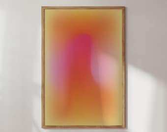 Pink & Orange Aura Gradient Aesthetic Print | Trendy Art Poster | Digital Download