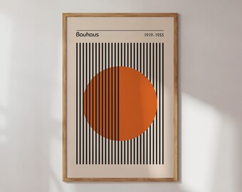 Bauhaus Vintage Exhibition Poster, Retro Gallery Art Print, | Mid Century Art | Digital Print