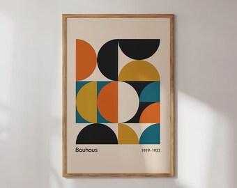 Vintage Bauhaus Exhibition Poster, Retro Gallery Art Print, | Mid Century Art | Digital Print
