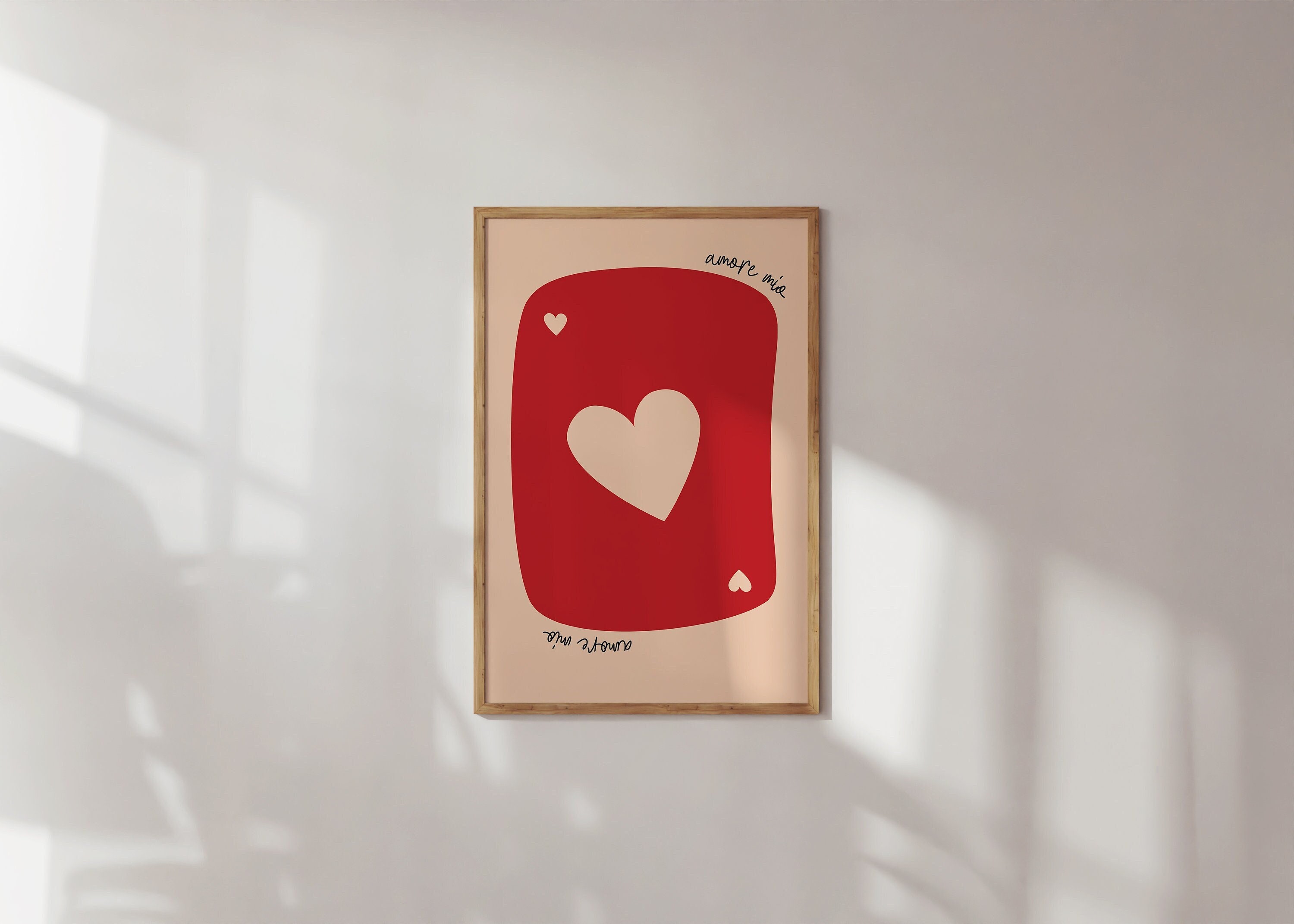 Cute Red Ace of Hearts Poster - Valentine's Day Wall Art Print - Love Illustration, Romantic Decor, Digital Print | Instant Download