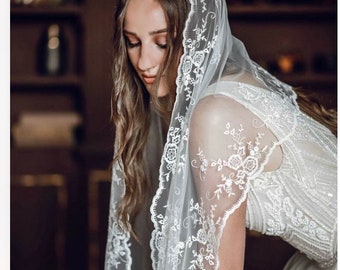 Lace chapel white Veil mothers day embroidered Lace church Veil orthodox mantilla  catholic church cathedral mantilla mother  gift