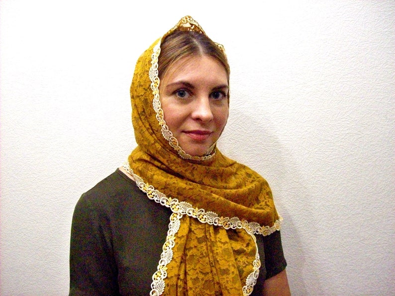 Church veil Head covering lace Chapel Veil mantilla l catholic church scarf chapel mothers day gift orthodox lace scarf
