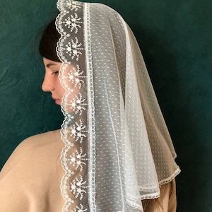 Церковь вуаль собора слоновая кость вуаль мантилья часовня Часовня вуаль для мессы католические подарки мантилла сердечной головной уборки