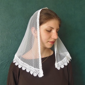 Small church wrap catholic veil chapel veil white  head covering lace mantilla chapel lace  cathedral  catholic veil for  mothers day gift