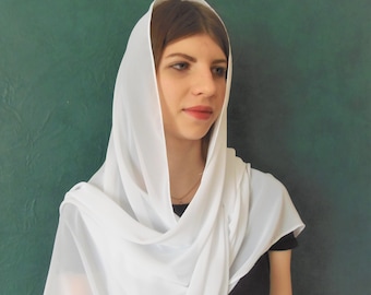 Mantilla de velo de catedral de gasa: cubierta para la cabeza color marfil (79 x 20 pulgadas)