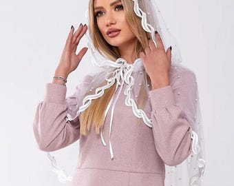 Ivory Lace Catholic Chapel Veil, Mantilla Head Covering (50 inch)