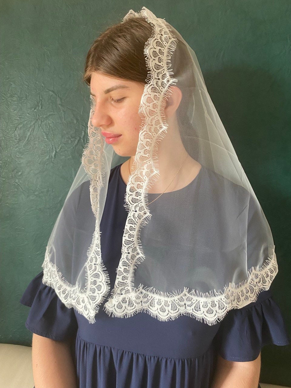 Сhurch Schleier Kathedrale Elfenbein Schleier Mantilla Kapelle Kapelle Schleier für Masse katholische Geschenke Mantilla Spitze Kopfbedeckung