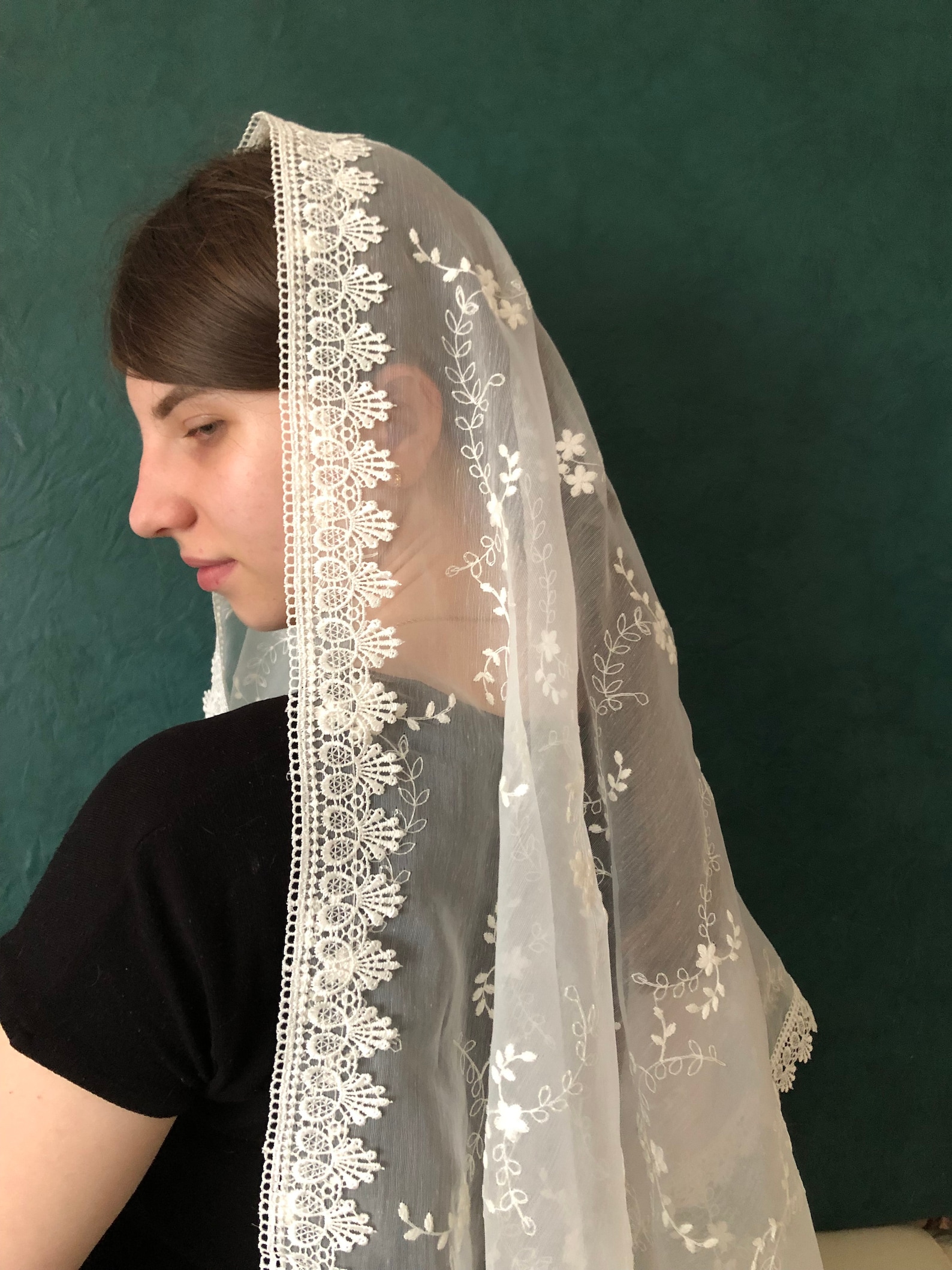 Catholic veil chapel veil ivory church veil lace mantilla Etsy