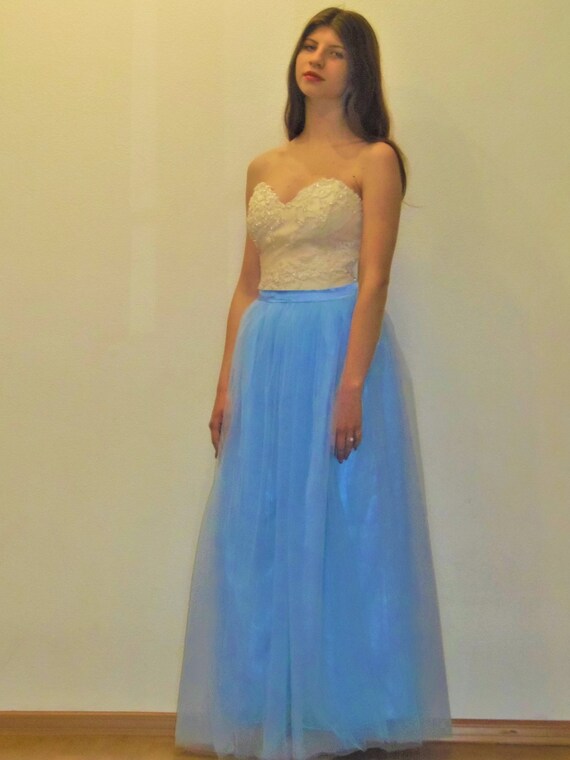 blue tulle wedding skirt