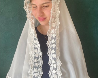 Chiffon Lace Chapel Veil: Catholic Church Head Covering Mantilla