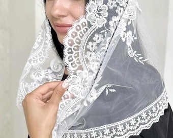 Kapelle Spitze Schleier Unendlichkeit weiß katholisch Wrap Kathedrale Mantilla Muttertag Geschenk Schal Masse Kirche Kopfbedeckung Traditionelles Schultertuch TLM