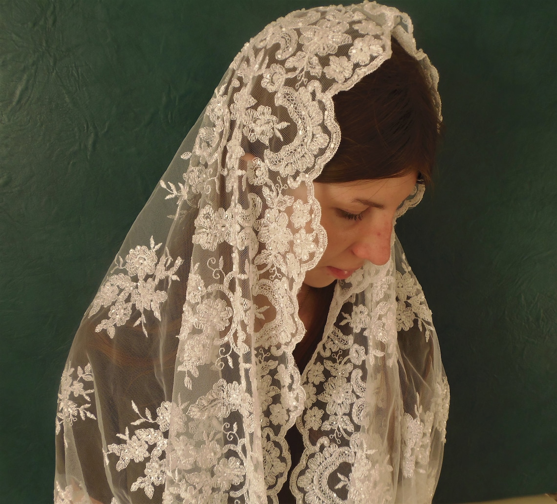 Chapel Veil Lace Head Covering Veil For Mass Catholic Church Etsy