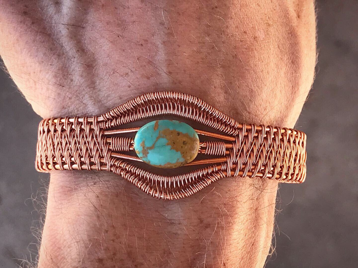 Mens cuff bracelet turquoise copper Etsy