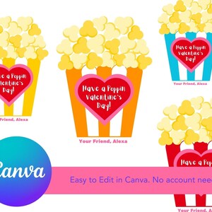 Popcorn Saint-Valentin imprimable, Saint-Valentin unique, découpe de mini sac de pop-corn Saint-Valentin, carte de Saint-Valentin poppin, salle de classe Saint-Valentin, enfants