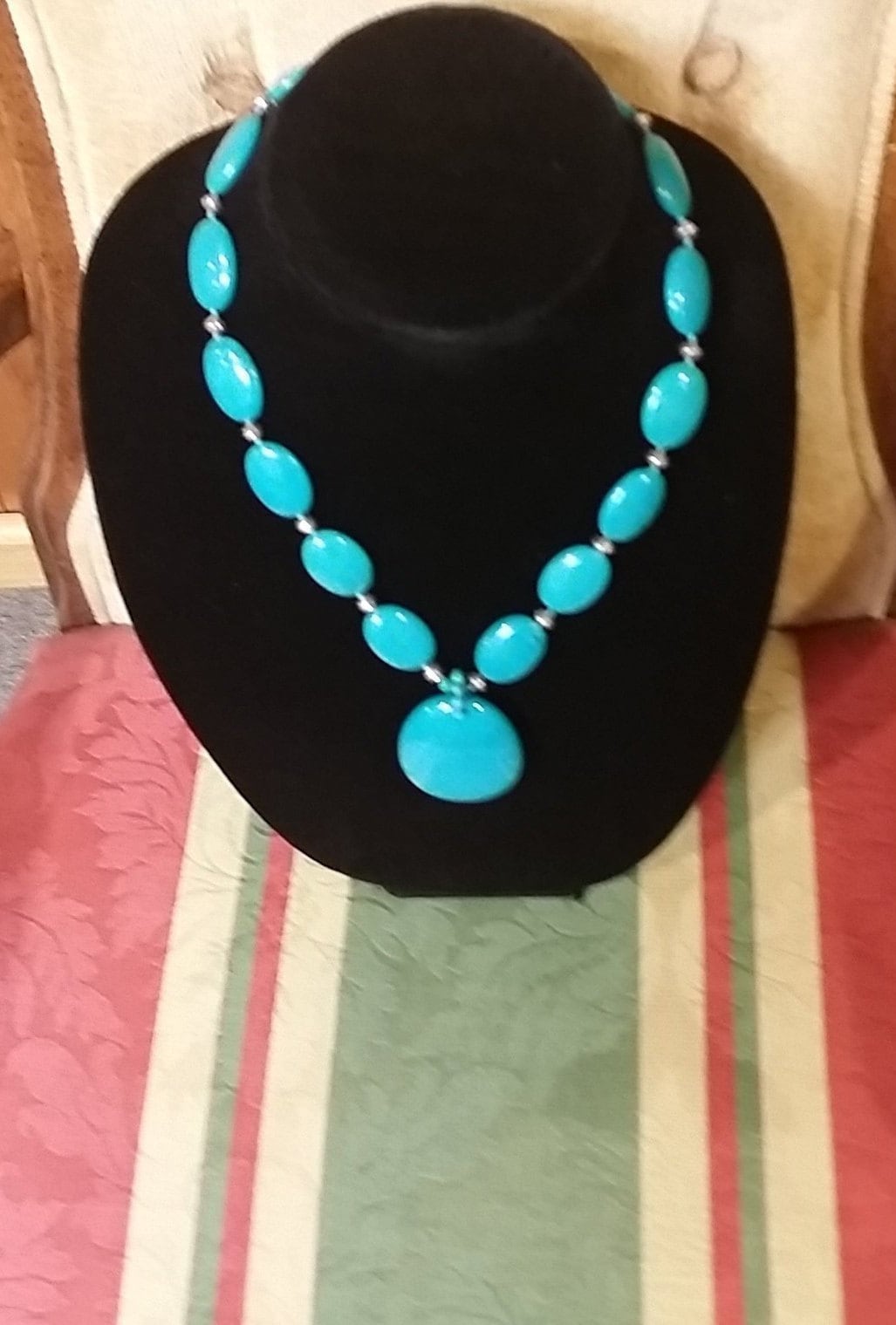 LUC Lucas Lameth 925 Turquoise Stone Knotted Single Strand