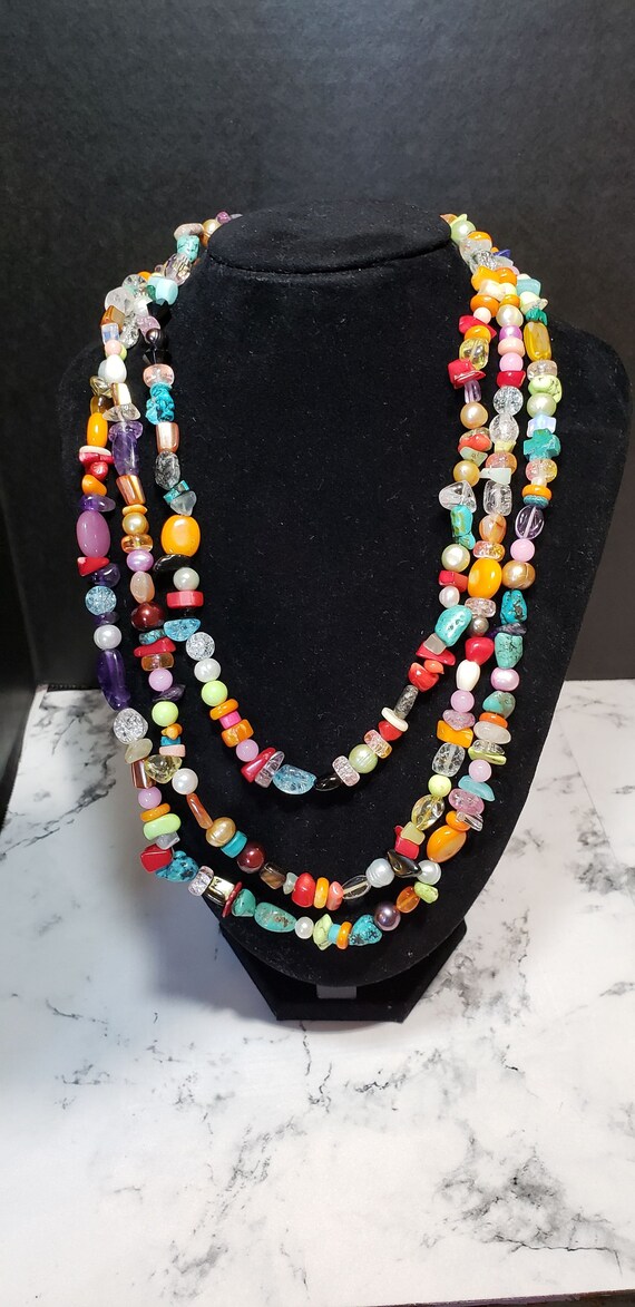 Vintage Multi Gemstone Necklace with 925 clasp