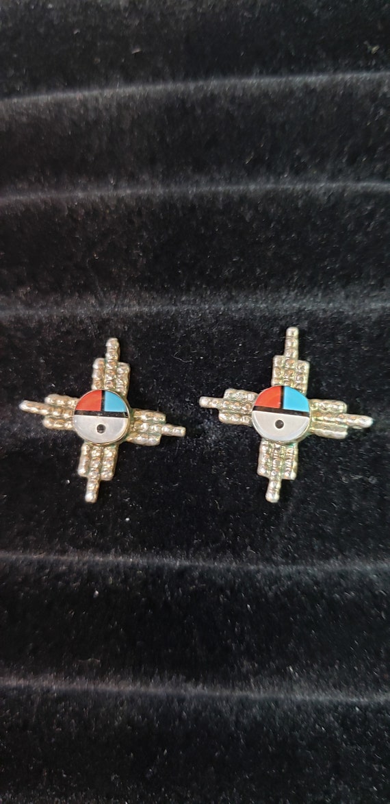 Vintage  Zuni Sun Face Earrings