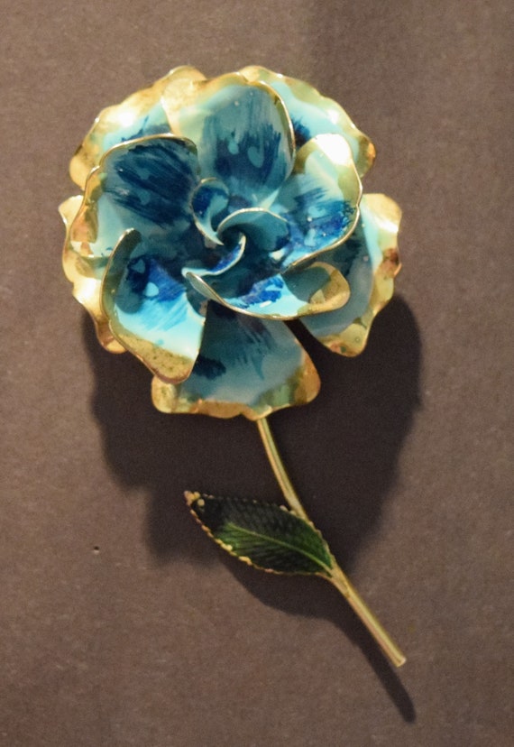 Vintage Blue Flower Brooch