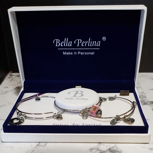 Vintage Bella Perlina Bracelet features "Sisters are Forever" with Charms