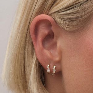 Dainty Huggie Hoops,925 Sterling Silver Earrings,Crystal Hoop Earrings,Gold Plated Huggie Hoop Earrings,Sleek Everyday Hoops,Gift for Her