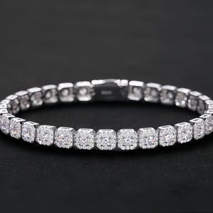 Bransoletka tenisowa Moissanite, Bransoletka z białego złota, Delikatna bransoletka, Bransoletka diamentowa, Bransoletka tenisowa Ice Out Hip Hop, Prezent dla niej lub dla niego