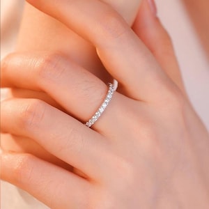 Dainty Stacking Ring, Diamond Wedding Band, Anniversary Gift, Gift for Her, Minimalist Ring, Diamond Ring, Moissanite Ring, Stackable Ring