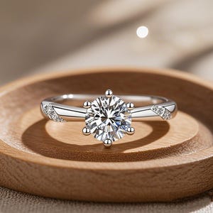 Round Solitaire Ring, Wedding Ring, Engagement Ring, Anniversary Ring, Promise Diamond Ring, Moissanite Ring,Statement Ring, Gift for Her