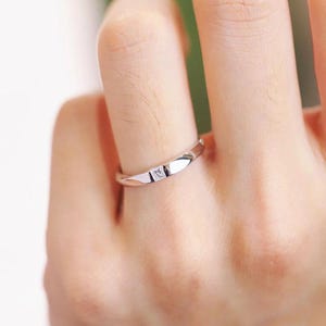Princess Ring,Dainty Stacking Ring, Diamond Wedding Band, Anniversary Gift, Gift for Her, Minimalist Ring, Diamond Ring,Stackable Gold Ring