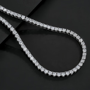 3 mm VVS Moissanite 925 Srebrne łańcuszki tenisowe i bransoletki, Diamentowy naszyjnik tenisowy, Iced Out Chain, Prezent rocznicowy dla niego lub dla niej
