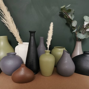 Matt Textured Vase | Dried Flowers Vase | Nordic Decorative | Minimalist | Rustic Vase | Terracotta Inspired  | Hand Painted
