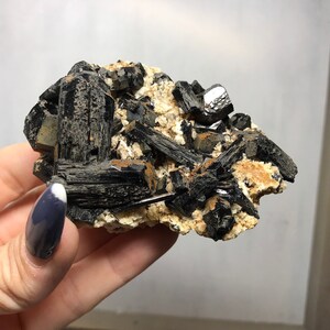 Black Tourmaline on Feldspar